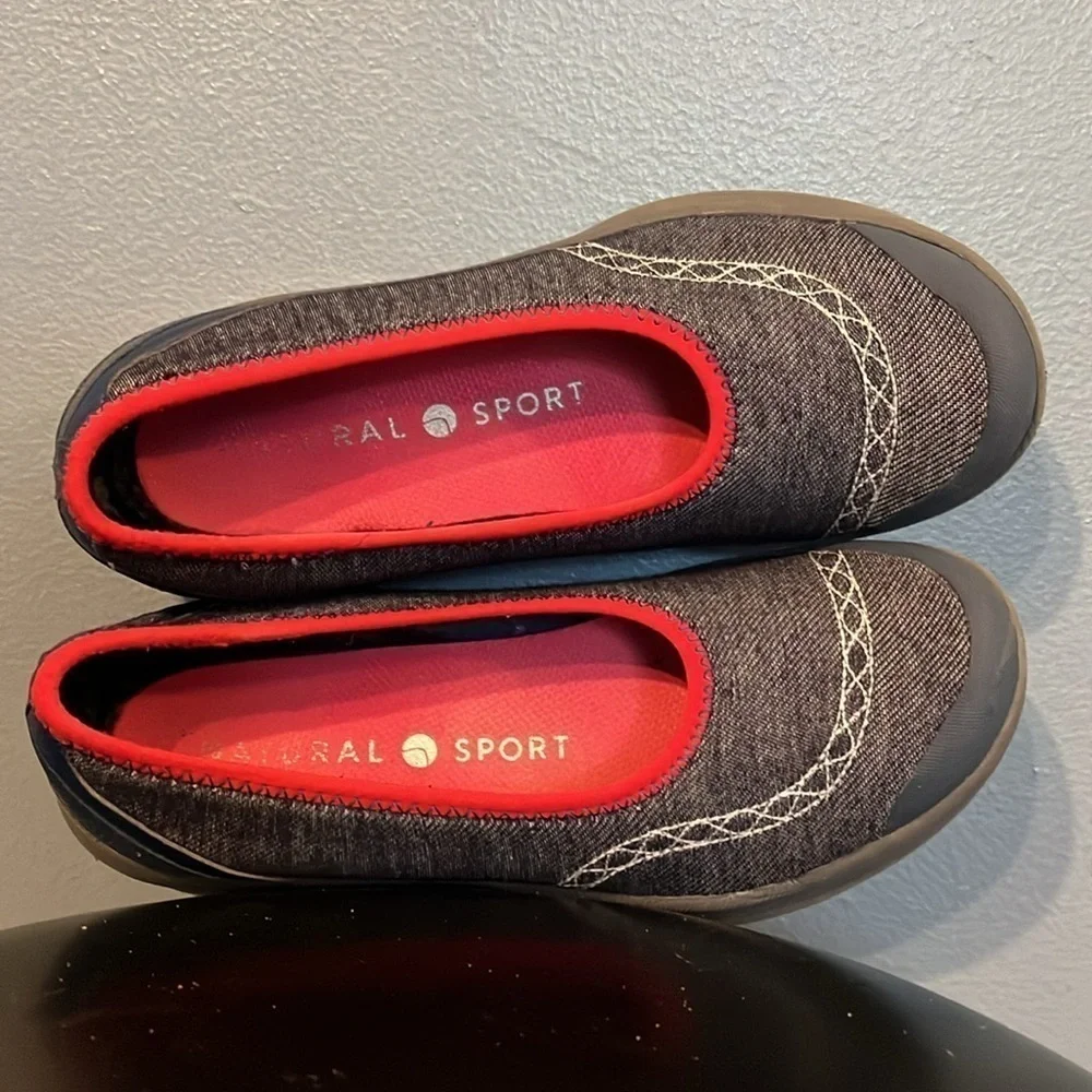 Natural Sport Comfort Shoes Casual Ladies Slip On Flexible Pull On Blue Size 7.5